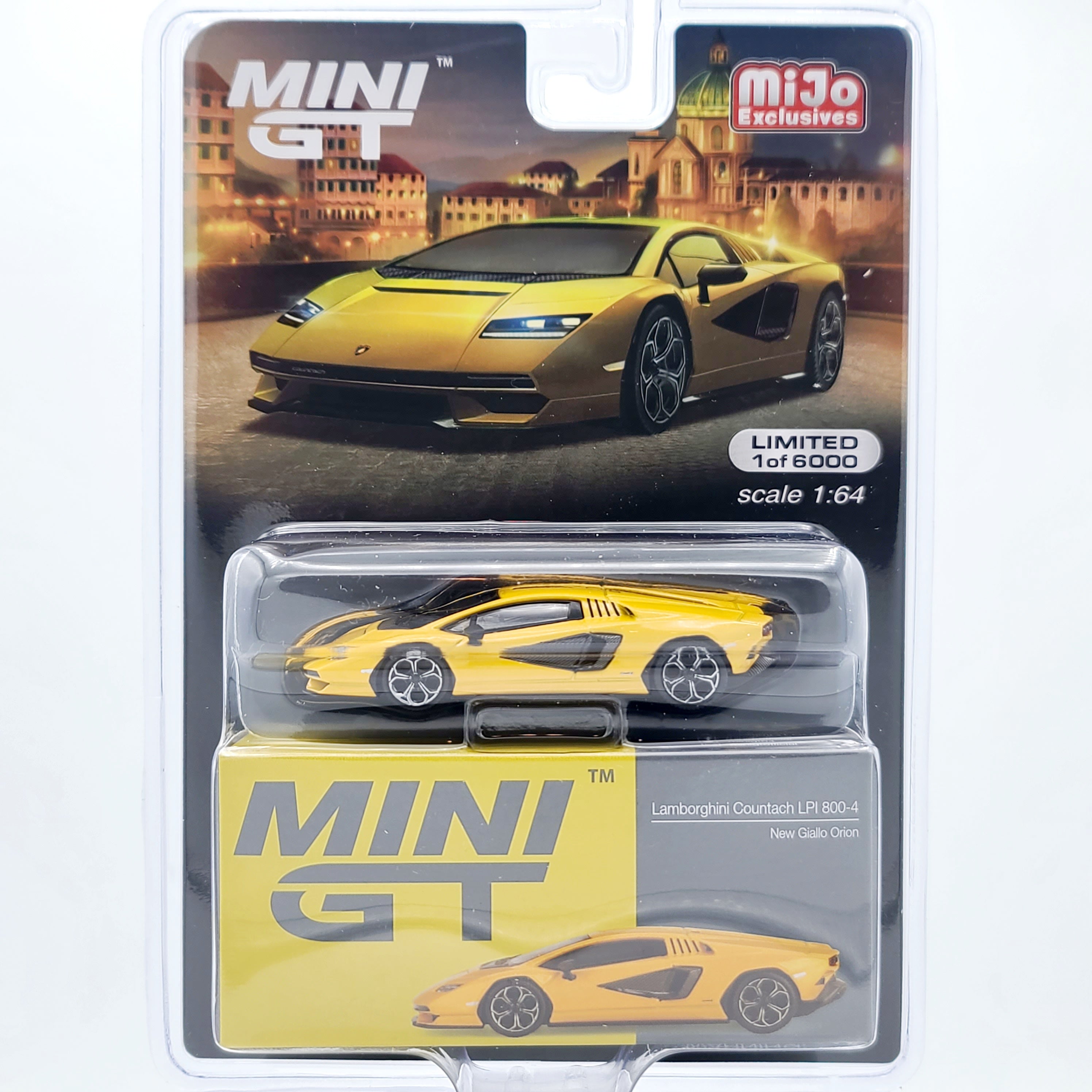 Mini GT Lamborghini Countach LPI 800-4 - 1:64 scale, New Giallo Orion (2024 MIJO Exclusives - Limited Edition)